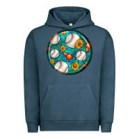 Pigment Midnight Navy baseball with sunflower round earrings Urban Hoodie - BundleAndBundleShop