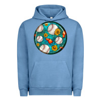 Pigment Pebble Blue baseball with sunflower round earrings Urban Hoodie - BundleAndBundleShop
