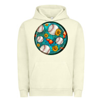 Pigment Pistachio baseball with sunflower round earrings Urban Hoodie - BundleAndBundleShop