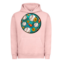 Pigment Salmon baseball with sunflower round earrings Urban Hoodie - BundleAndBundleShop