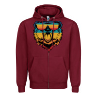 Burgundy Retro bear Zipper Hoodie - Bettercallsaul