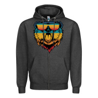 Charcoal Heather Retro bear Zipper Hoodie - Bettercallsaul
