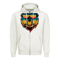 Oatmeal Heather Retro bear Zipper Hoodie - Bettercallsaul