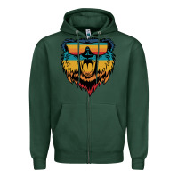 Sports Green Retro bear Zipper Hoodie - Bettercallsaul