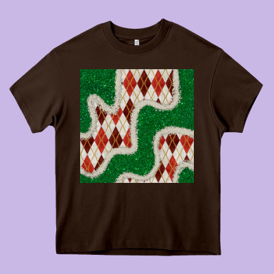 Christmas Diamond Plaid And Green Glitter Seamless Pattern Heavy Core Tee Designed By Bundleandbundleshop
