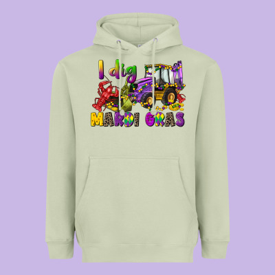 I Dig Mardi Gras Heavyweight Hoodie Designed By Cowgirlartshop