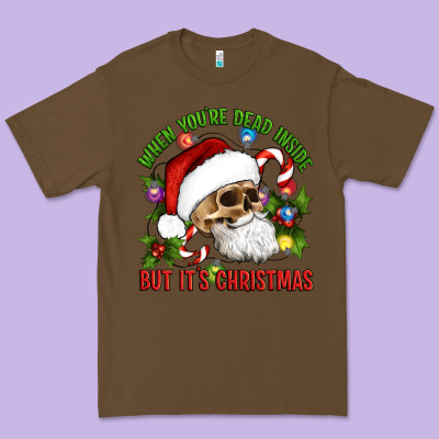 When You're Dead Inside But It's Christmas Hippie Skeleton Santa Premium Tee Designed By Artiststas