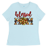 Baby Blue Christmas blessed mom Ladies Tee - JahusDesignShop