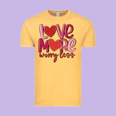 Love More Worry Less Vintage Tee Designed By Maliassmallbusiness