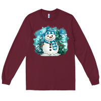 Burgundy winter snowman Long Sleeve Tee - MaliasSmallBusiness