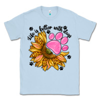 Dusty Blue life is better with dogs Classic Tee - NancyCooperArtShop