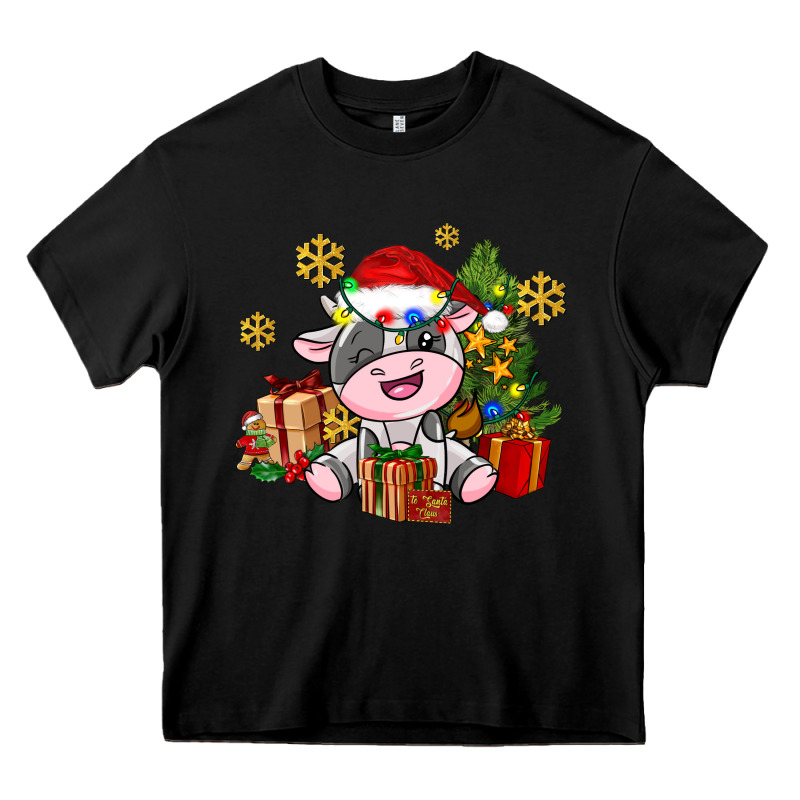 Little Cute Christmas Cow Heavy Core Tee by AdoDesignShop | Teevron