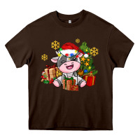Chocolate Brown little cute christmas cow Heavy Core Tee - AdoDesignShop
