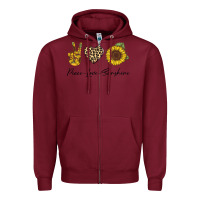 Burgundy Peace Love Sunshine Zipper Hoodie - Bettercallsaul