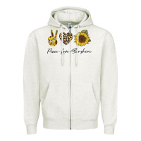 Oatmeal Heather Peace Love Sunshine Zipper Hoodie - Bettercallsaul