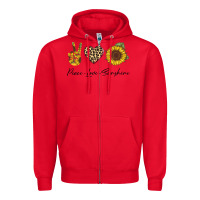 Red Peace Love Sunshine Zipper Hoodie - Bettercallsaul