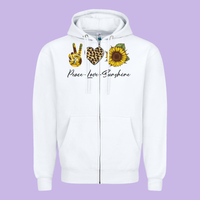 Peace Love Sunshine Zipper Hoodie Designed By Bettercallsaul