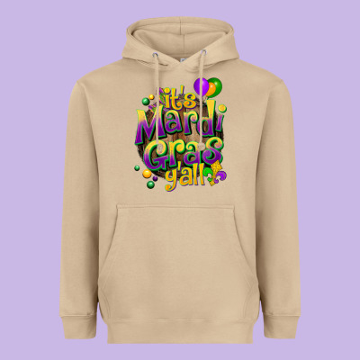 Its Mardi Gras Yall Heavyweight Hoodie Designed By Cowgirlartshop