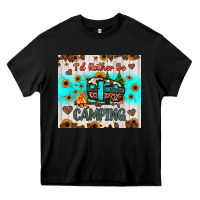 Black i’d rather be camping Heavy Core Tee - JahusDesignShop