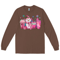 Chestnut pink christmas snowman coffee cups Long Sleeve Tee - MaliasSmallBusiness