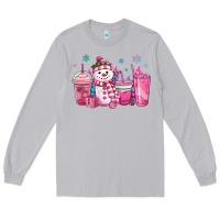 Moon Dust pink christmas snowman coffee cups Long Sleeve Tee - MaliasSmallBusiness