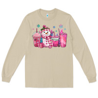 Mushroom pink christmas snowman coffee cups Long Sleeve Tee - MaliasSmallBusiness
