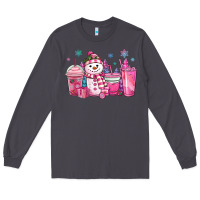Smoke pink christmas snowman coffee cups Long Sleeve Tee - MaliasSmallBusiness