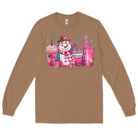 Toasted Coconut pink christmas snowman coffee cups Long Sleeve Tee - MaliasSmallBusiness