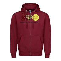 Peace Love Softball Zipper Hoodie | Teevron