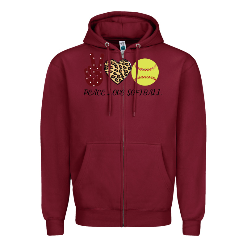 Peace Love Softball Zipper Hoodie by Bettercallsaul | Teevron
