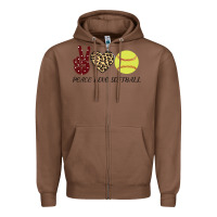 Chestnut Peace Love Softball Zipper Hoodie - Bettercallsaul