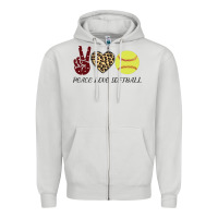 Dove Grey Peace Love Softball Zipper Hoodie - Bettercallsaul