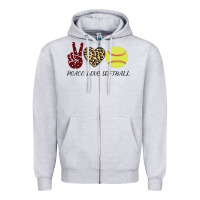 Heather Grey Peace Love Softball Zipper Hoodie - Bettercallsaul
