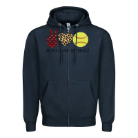 Navy Peace Love Softball Zipper Hoodie - Bettercallsaul