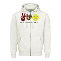 Oatmeal Heather Peace Love Softball Zipper Hoodie - Bettercallsaul
