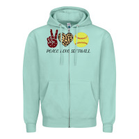 Seafoam Peace Love Softball Zipper Hoodie - Bettercallsaul