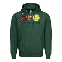 Sports Green Peace Love Softball Zipper Hoodie - Bettercallsaul