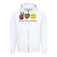 White Peace Love Softball Zipper Hoodie - Bettercallsaul