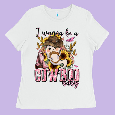 I Wanna Be A Cowboo Baby Halloween Ladies Tee Designed By Adodesignshop