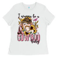 White i wanna be a cowboo baby halloween Ladies Tee - AdoDesignShop