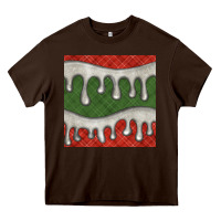 Chocolate Brown christmas plaid and white glitter snow seamless pattern Heavy Core Tee - BundleAndBundleShop