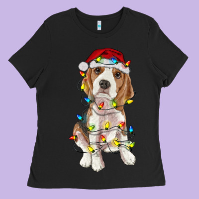 Christmas Beagle Ladies Tee Designed By Ranaportraitstore