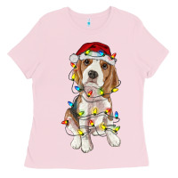 Bubblegum Pink christmas beagle Ladies Tee - RanaPortraitStore