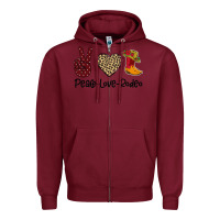 Burgundy Peace Love Rodeo Zipper Hoodie - Bettercallsaul