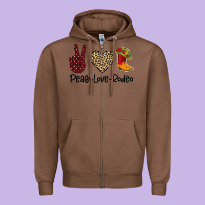 Peace Love Rodeo Zipper Hoodie Designed By Bettercallsaul