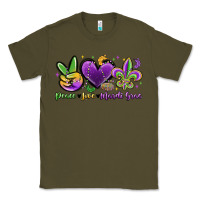 Army Green peace love mardi gras Classic Tee - MaliasSmallBusiness