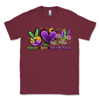 Burgundy peace love mardi gras Classic Tee - MaliasSmallBusiness