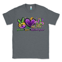 Charcoal Heather peace love mardi gras Classic Tee - MaliasSmallBusiness