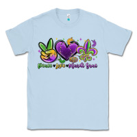 Dusty Blue peace love mardi gras Classic Tee - MaliasSmallBusiness