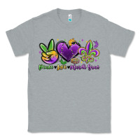 Heather Grey peace love mardi gras Classic Tee - MaliasSmallBusiness